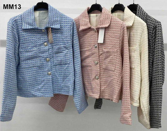 Giacca Colorata Elegante Bottoni Dorati Gioiello Blazer Giacchetta Giubbotto Donna in 4 Colori - MM13