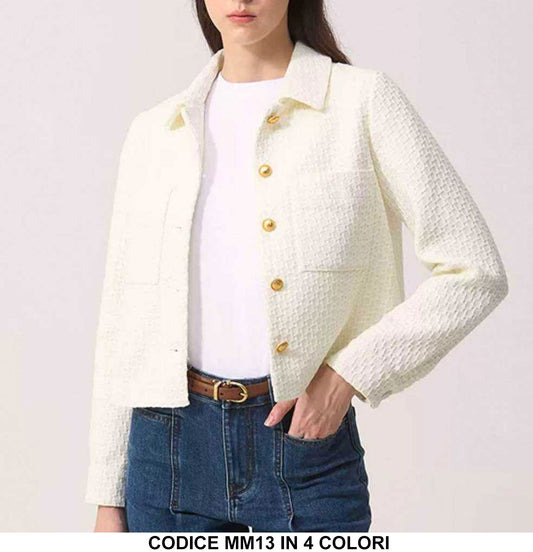 Giacca Colorata Elegante Bottoni Dorati Gioiello Blazer Giacchetta Giubbotto Donna in 4 Colori - MM13