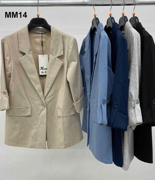 Giacca Tailleur Casual Donna Risvolti Polsino con Bottone Blazer Elegante in 5 Colori - MM14