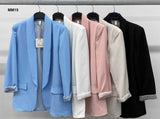 Giacca Casual Donna Collo Dritto Fodera interna e Risvolti Polsino con Righini Blazer Elegante in 5 Colori - MM15