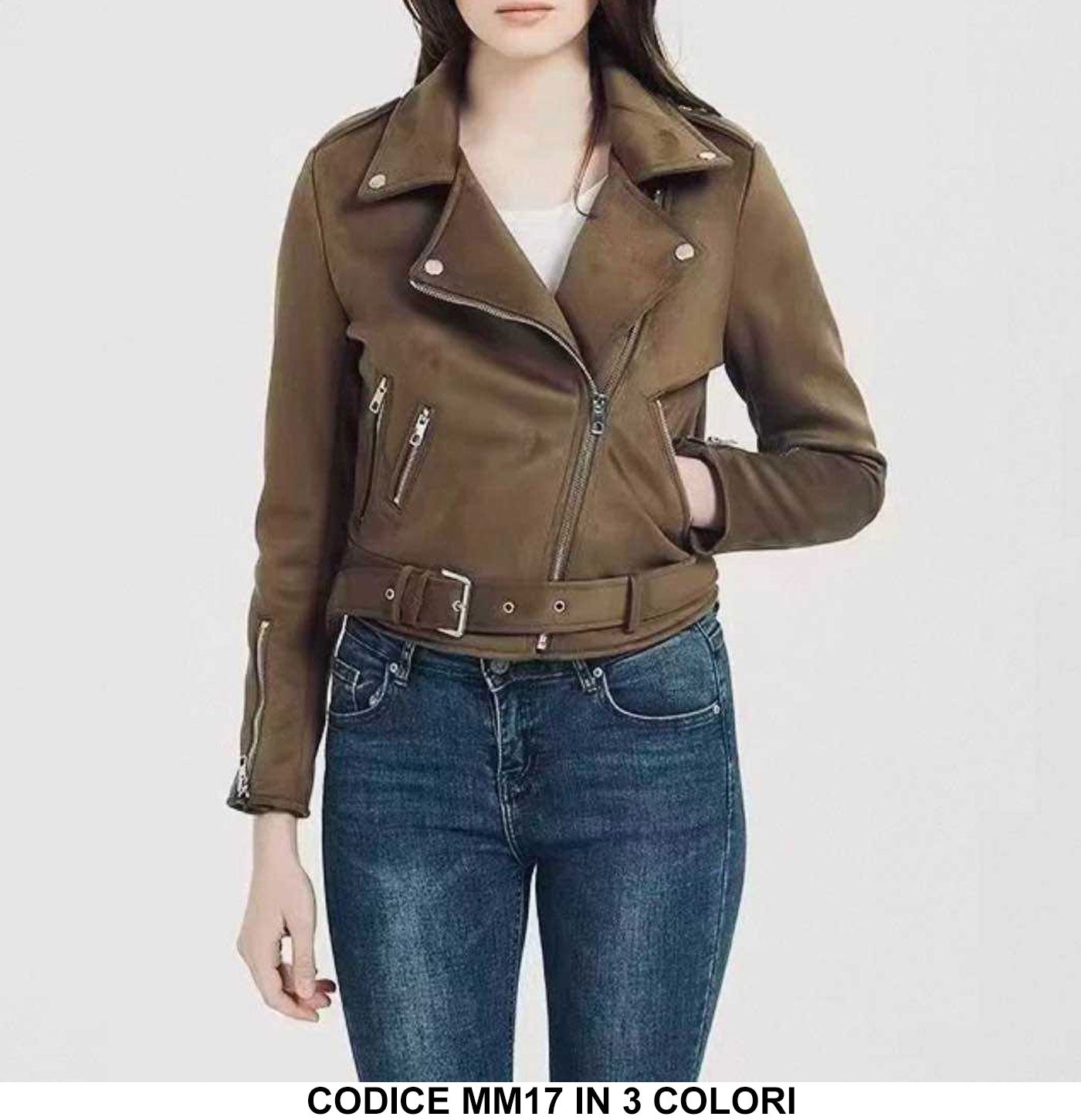 Giubbotto Chiodo Fashion con Zip e Fibbie Giubbino Donna Ragazza Corto Casual in 3 Colori - MM17