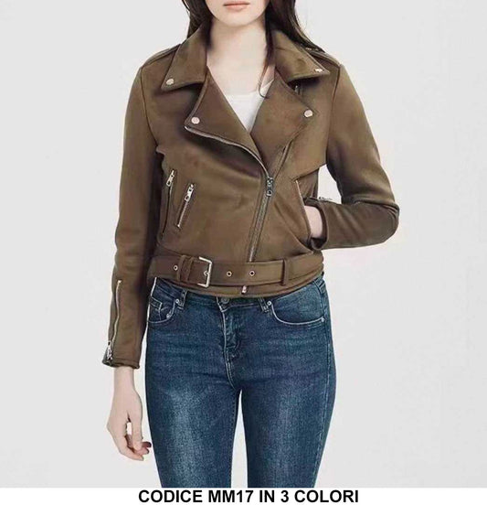 Giubbotto Chiodo Fashion con Zip e Fibbie Giubbino Donna Ragazza Corto Casual in 3 Colori - MM17