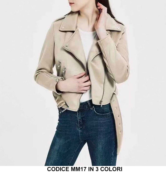 Giubbotto Chiodo Fashion con Zip e Fibbie Giubbino Donna Ragazza Corto Casual in 3 Colori - MM17