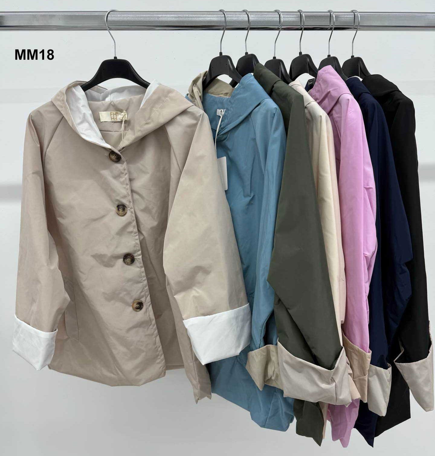 Giacca Casual con Bottoni Cappuccio Polsini Risvoltati Giubbotto Antivento Elegante in 7 Colori - MM18