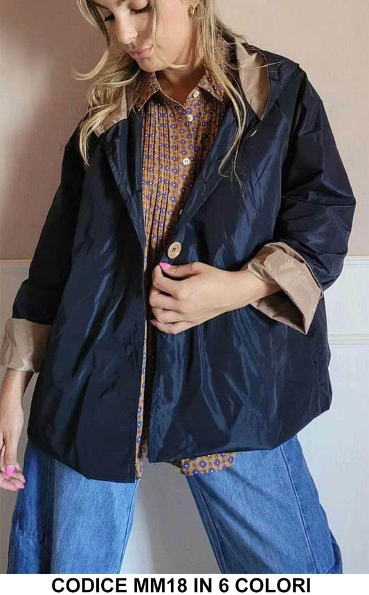 Giacca Casual con Bottoni Cappuccio Polsini Risvoltati Giubbotto Antivento Elegante in 7 Colori - MM18