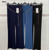 Pantalone Elastico Aderente Donna Ragazza con cinturina Elegante Pantaloni Casual in 3 Colori - MM22