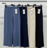 Pantalone Donna a Palazzo Elegante 4 Bottoni Gioiello in Vita Pantaloni Casual Ragazza in 4 Colori - MM25