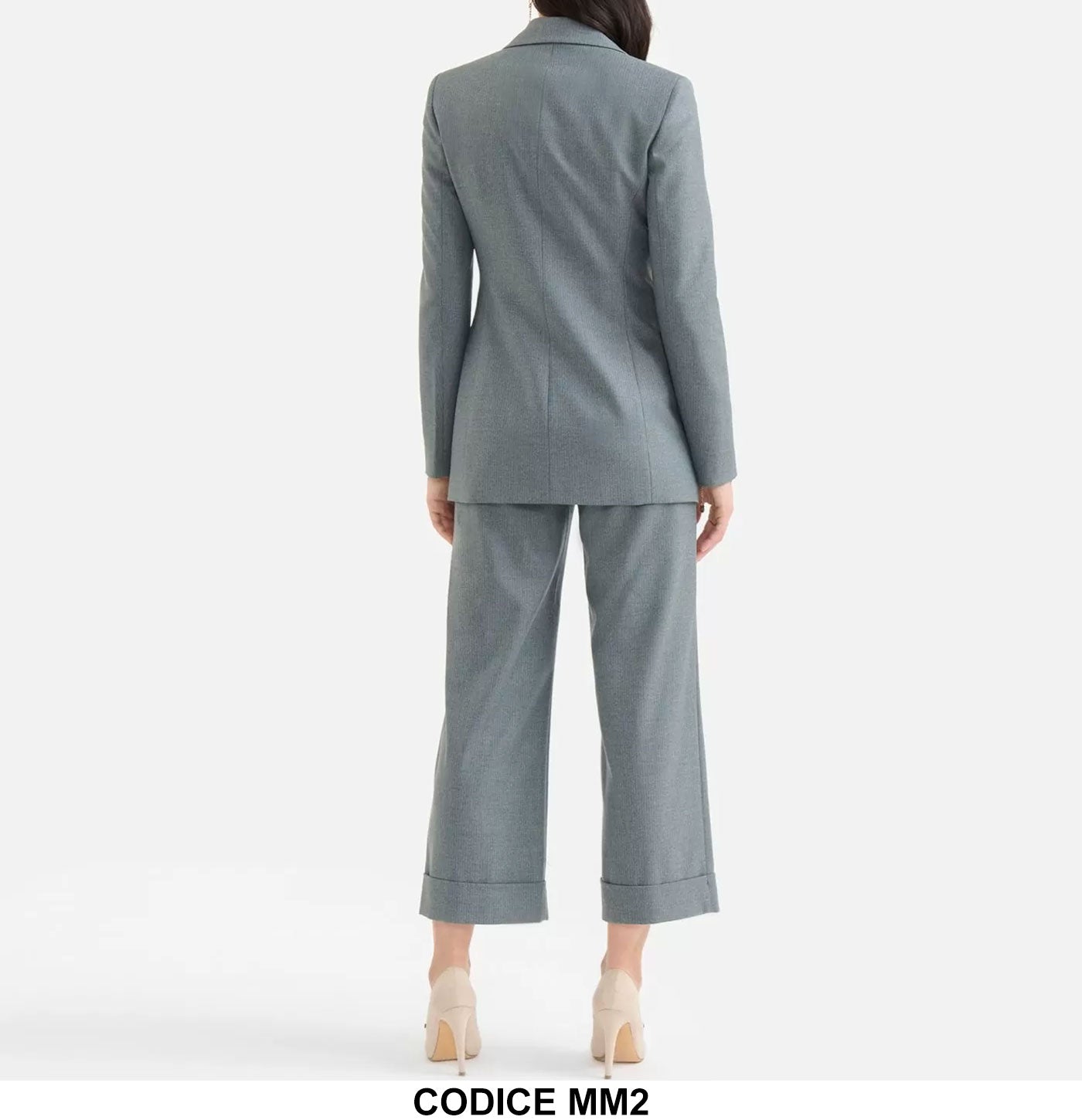 Tailleur Completo GIacca Lunga Pantalone Capri con Risvolto Coordinato Elegante Grigio Elegante - MM2