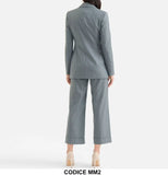 Tailleur Completo GIacca Lunga Pantalone Capri con Risvolto Coordinato Elegante Grigio Elegante - MM2