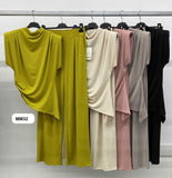 Completo Maglia Asimmetrica Lunga Smanicata Pantalone Palazzo Coordinato Elegante in 5 Colori - MM32