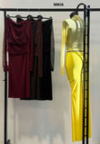 Completo Elegante Serata Maglia Manica Lunga Gonna Lunga Coordinato Aderente Effetto Velato in 4 Colori - MM36