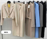 Completo Tailleur Giacca Pantalone Palazzo Bottone Oro Gioiello Forma Fiore Coordinato Elegante in 5 Colori - MM38