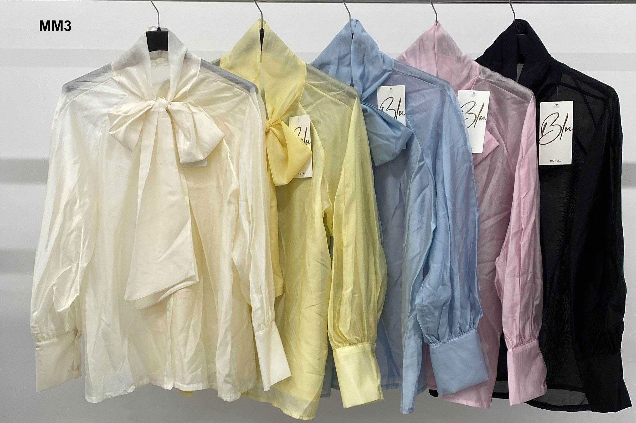 Camicia Donna Manica Lunga Elegante con Fiocco Colori Pastello Camicie Casual in 5 Colori - MM3
