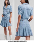 Abito Corto in Jeans Mezza Manica con Bottoni Vestito Casual Ragazza Gonna Plissè in 2 Colori - MM40