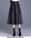 Gonna Lunga Midi alla Caviglia in eco Pelle con Cntura Gonne Donna Ragazza in 5 Colori - MM42