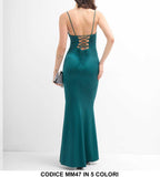 Abito Lungo Elegante Cerimonia Damigelle Bretelle Nodo in Vita Spacco Laterale Vestito in 5 Colori - MM47