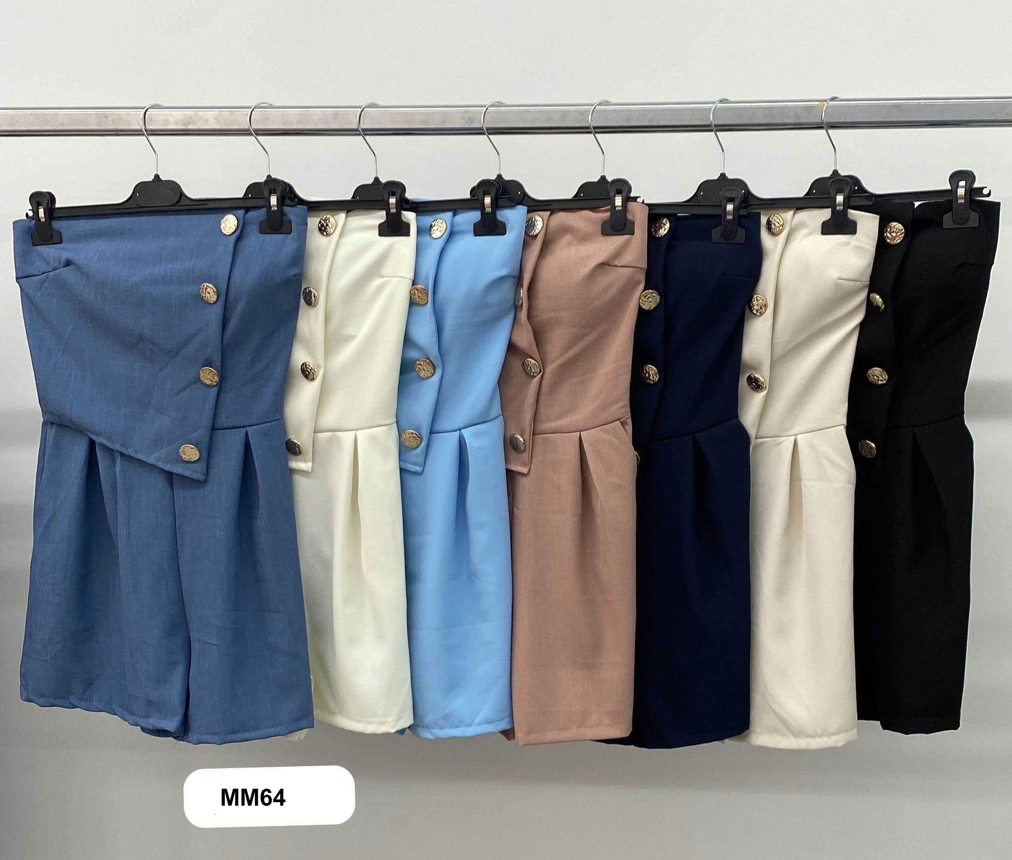 Tuta Intera Corta Effetto Vestito Top Bottoni Gioiello Pantaloncino Shorts Jumpsuit Casual in 7 Colori - MM64