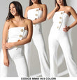 Tuta Intera Lunga Top Asimmetrico Bottoni Grandi oro Gioiello Jumpsuit Elegante Casual in 6 Colori - MM65