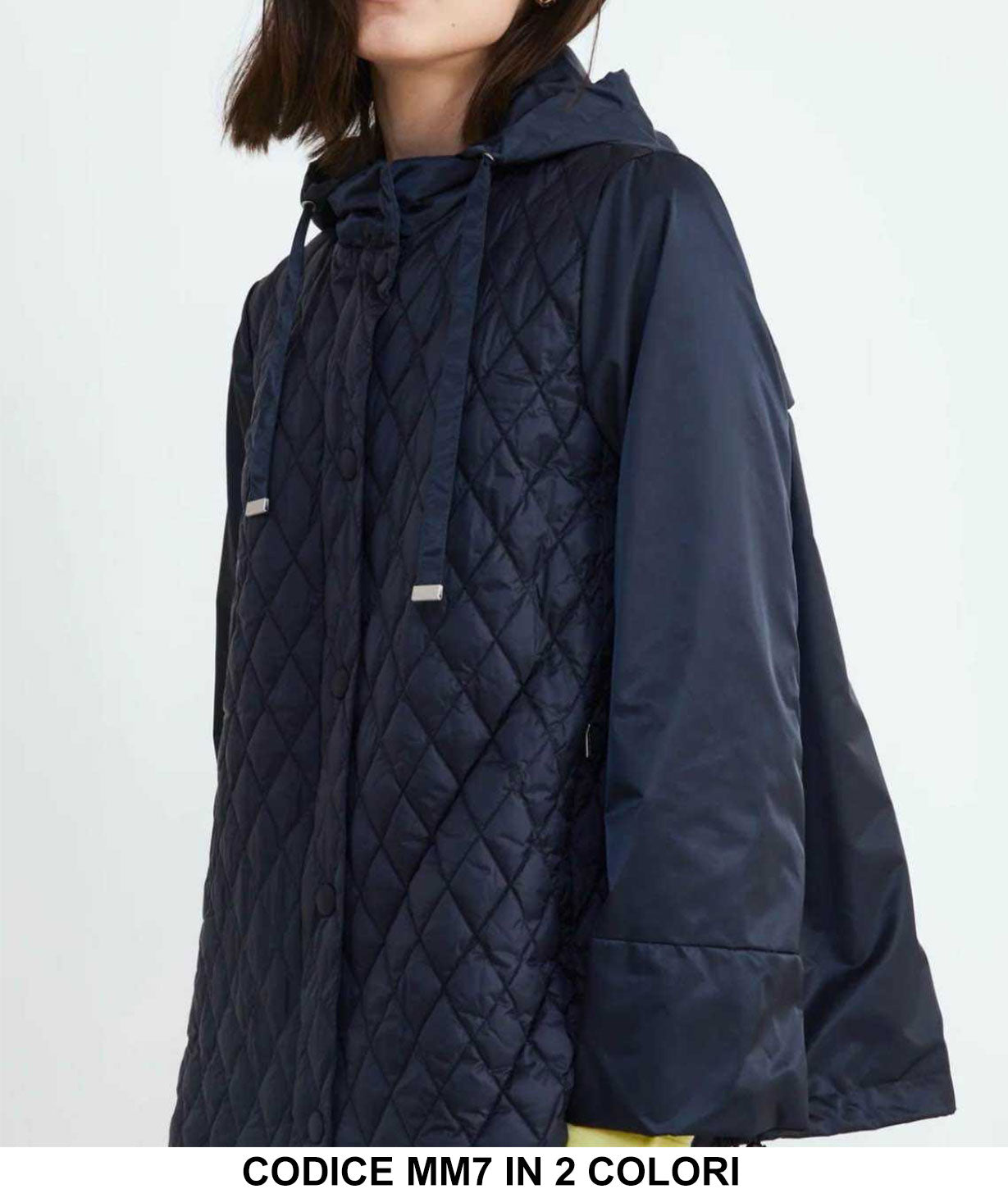 Giacca con Cappuccio Piumino Trapuntato Manica con Bottone Laccetti Regolabili Giubbotto in 2 Colori - MM7