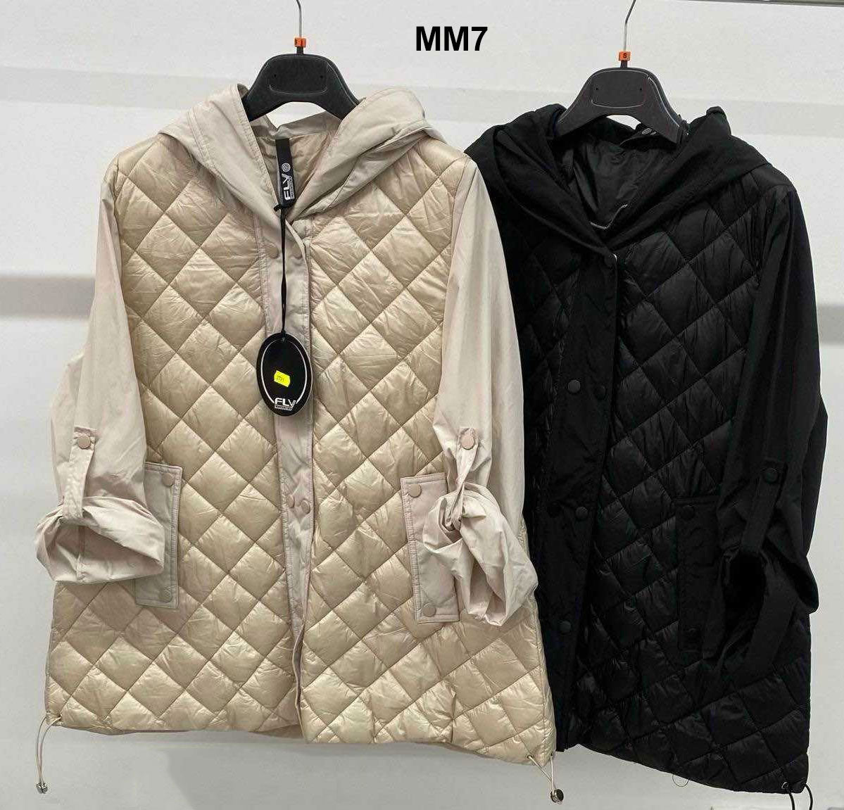 Giacca con Cappuccio Piumino Trapuntato Manica con Bottone Laccetti Regolabili Giubbotto in 2 Colori - MM7