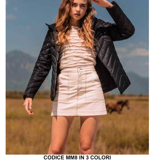 Giubbotto Piumino con Cappuccio Casual Giubbino Giacca Donna Ragazze con Tasche in 3 Colori - MM8