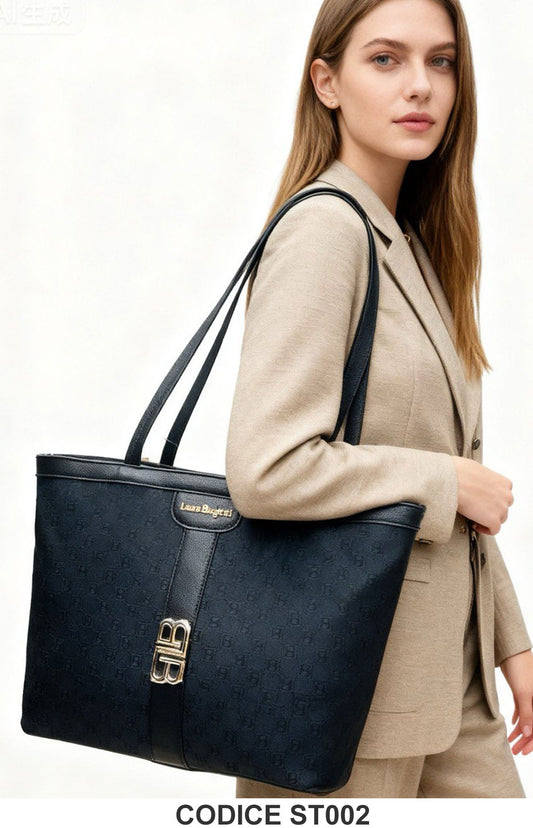 Borsa shopper nera con logo e dettaglio fibbia Laura Biaggiotti Nero – ST002