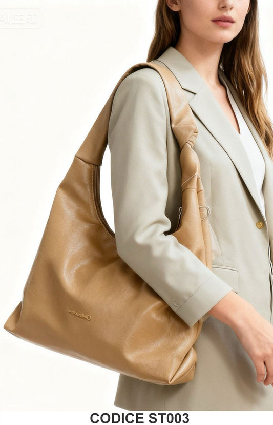 Borsa hobo Gian Marco Venturi in eco pelle color Beige – ST003