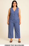 Completo Curvy Gilet + Pantalone a Vita Alta Coordinato Elegante Taglie Forti Tailleur in 6 Colori – TH11