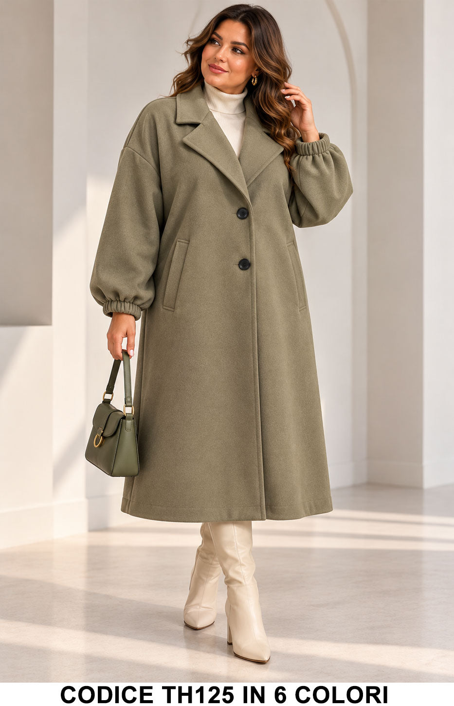 Cappotto lungo curvy TH125 Beige
