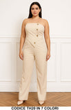 Tuta Intera Pantalone Palazzo Jumpsuit Elegante con Bottoni Asimmetrici Gioiello in 7 Colori – TH20