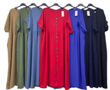 Abito Curvy con Bottoni Casual Vestito Casual Serata Chemisier Midi Mezza Manica in 7 colori - TH23