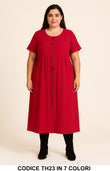Abito Curvy con Bottoni Casual Vestito Casual Serata Chemisier Midi Mezza Manica in 7 colori - TH23
