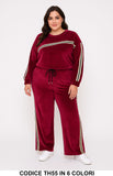 Completo in velluto con righe laterali e coulisse Tuta Sportiva Felpa Pantalone in 6 colori – TH55
