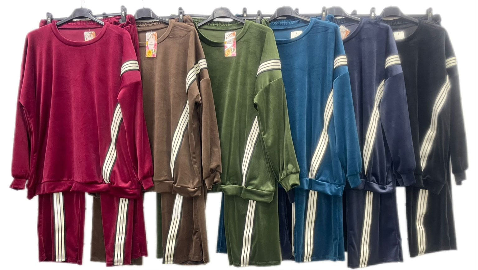 Completo in velluto con righe laterali e coulisse Tuta Sportiva Felpa Pantalone in 6 colori – TH55
