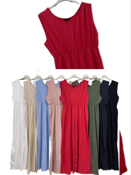 Abito Lungo Curvy con Microstrass Senza Maniche Vestito Taglie Forti Curvy Casual in 8 Colori – TH07 - Abbigliamento donna elegante su I Love Dress