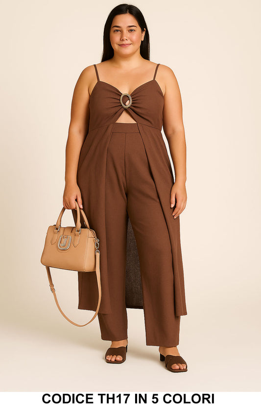 Completo Curvy con Maglia Lunga Drappeggiata e Pantalone Coordinato Taglie Forti in 5 Colori – TH17 - Abbigliamento donna elegante su I Love Dress