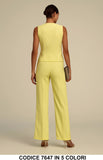 Completo Elegante Donna con Gilet e Pantalone a Palazzo Coordinato Tailleur in 4 Colori – 7647