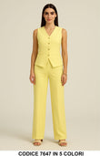 Completo Elegante Donna con Gilet e Pantalone a Palazzo Coordinato Tailleur in 4 Colori – 7647