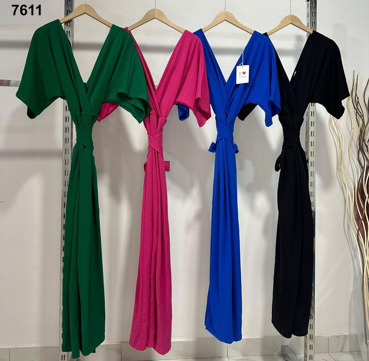 Elegante Tuta Lunga Donna con Maniche a Kimono e Cintura in Vita Jumpsuit Casual Estate in 4 Colori – 7611 - Abbigliamento donna elegante su I Love Dress