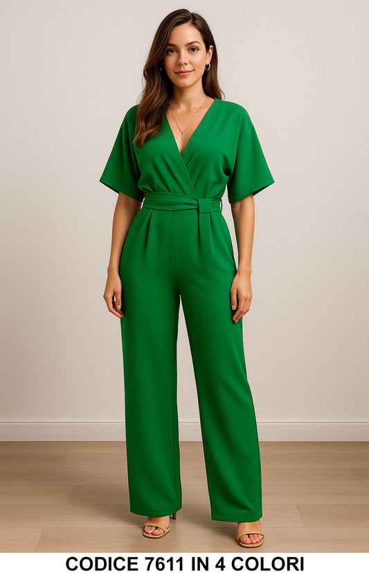 Elegante Tuta Lunga Donna con Maniche a Kimono e Cintura in Vita Jumpsuit Casual Estate in 4 Colori – 7611 - Abbigliamento donna elegante su I Love Dress