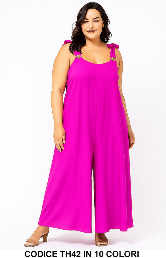 Jumpsuit Curvy con Spalline Gioiello Tuta Intera Taglie Forti Eleganza e Comfort in 10 Colori - TH42 - Abbigliamento donna elegante su I Love Dress