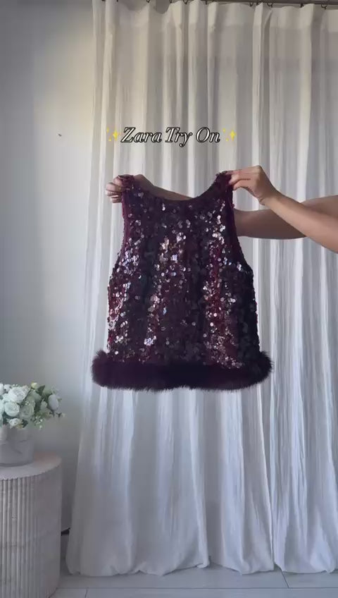 Completo paillettes Maglia Gilet top + pantalone Coordinato Elegante Chic in 3 Colori – 8064