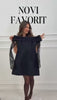 Vestito corto elegante con scollo bardot e maniche in pizzo Abito Eventi Cerimonia Nero – 8113