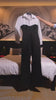 Tuta Jumpsuit Elegante Nera con Effetto Camicia Bianca Sovrapposto Bottoni Casual - 5898