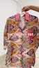 Completo Casual Camicia Manica 3/4 Pantaloncini Shorts Stampa Astratta Arancio Multicolore Coordinato - 6207