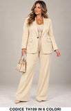 Tailleur Curvy Punto Milano con Blazer e Pantalone Palazzo Completo Donna in 6 Colori – TH109