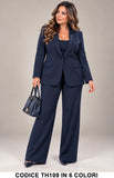 Tailleur Curvy Punto Milano con Blazer e Pantalone Palazzo Completo Donna in 6 Colori – TH109