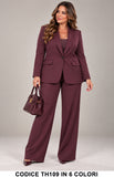 Tailleur Curvy Punto Milano con Blazer e Pantalone Palazzo Completo Donna in 6 Colori – TH109