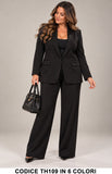 Tailleur Curvy Punto Milano con Blazer e Pantalone Palazzo Completo Donna in 6 Colori – TH109