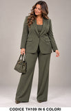 Tailleur Curvy Punto Milano con Blazer e Pantalone Palazzo Completo Donna in 6 Colori – TH109
